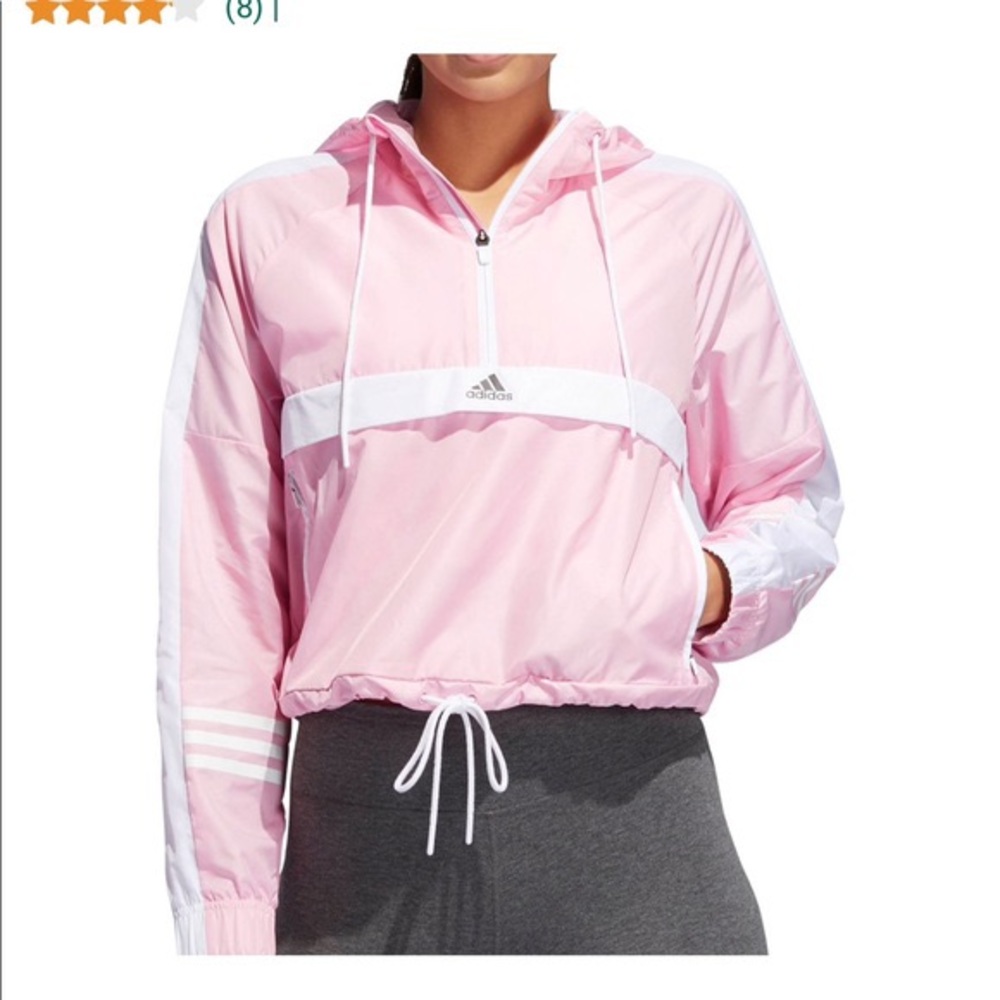 Adidas Cropped Pink Windbreaker Jacket